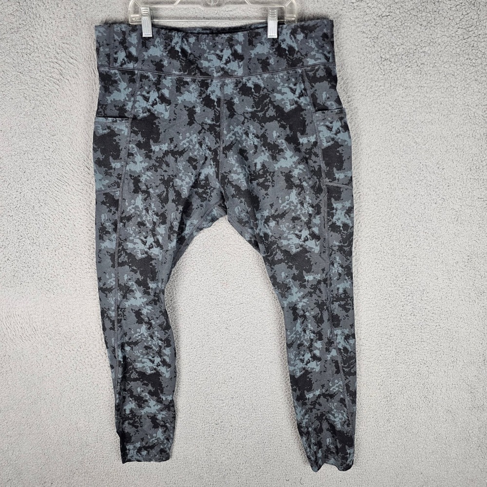 Pact Leggings Women XXL Gray Camo Organic Cotton Blend High Waist Pockets